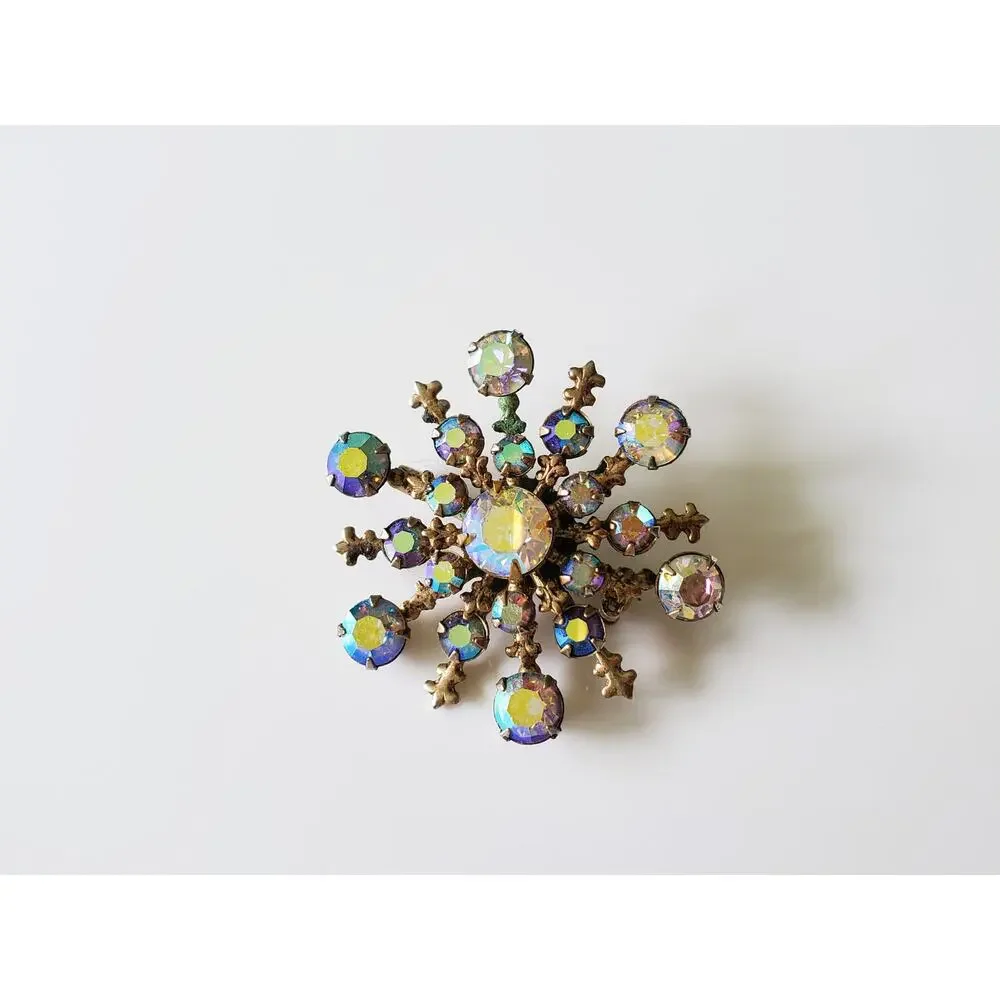 Vintage AB Iridescent Rhinestone Brooch